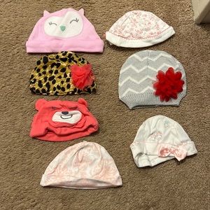 7 baby hats 3 months & up
